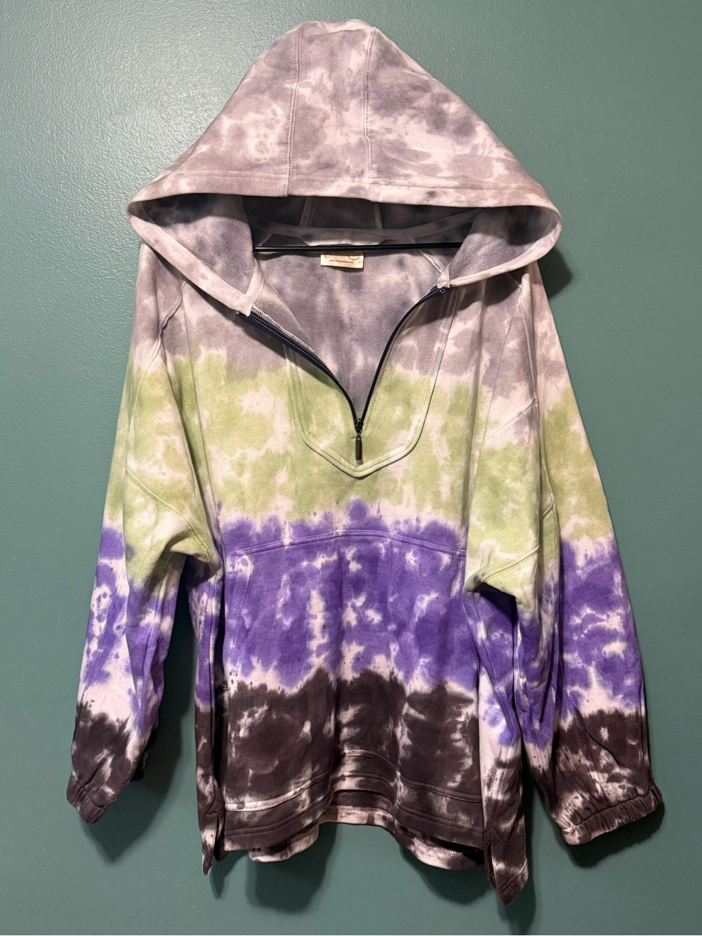 Paper Lace oversized tie dye cotton pullover hoodie